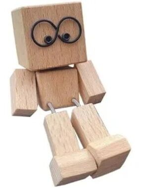 Natural Wood Desktop Figure Decorative Robot - Unbranded